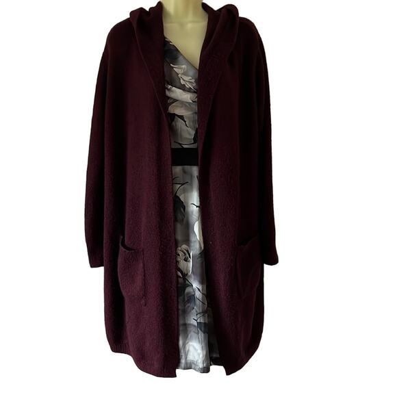 Forever 21 Contemporary Burgundy Hooded Cardigan Juniors Size XL - Picture 1 of 10
